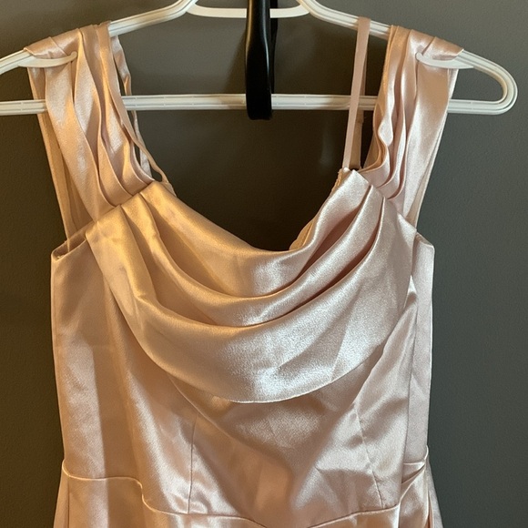 Jjs house maxi slit champagne wedding guest evening prom bridesmaid satin dress - Picture 2 of 7